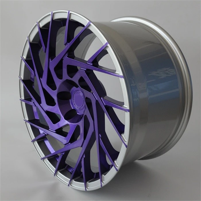 Silver + Purple 20x10/11 Inch Forged Passenger Car Wheels Aluminium Rims